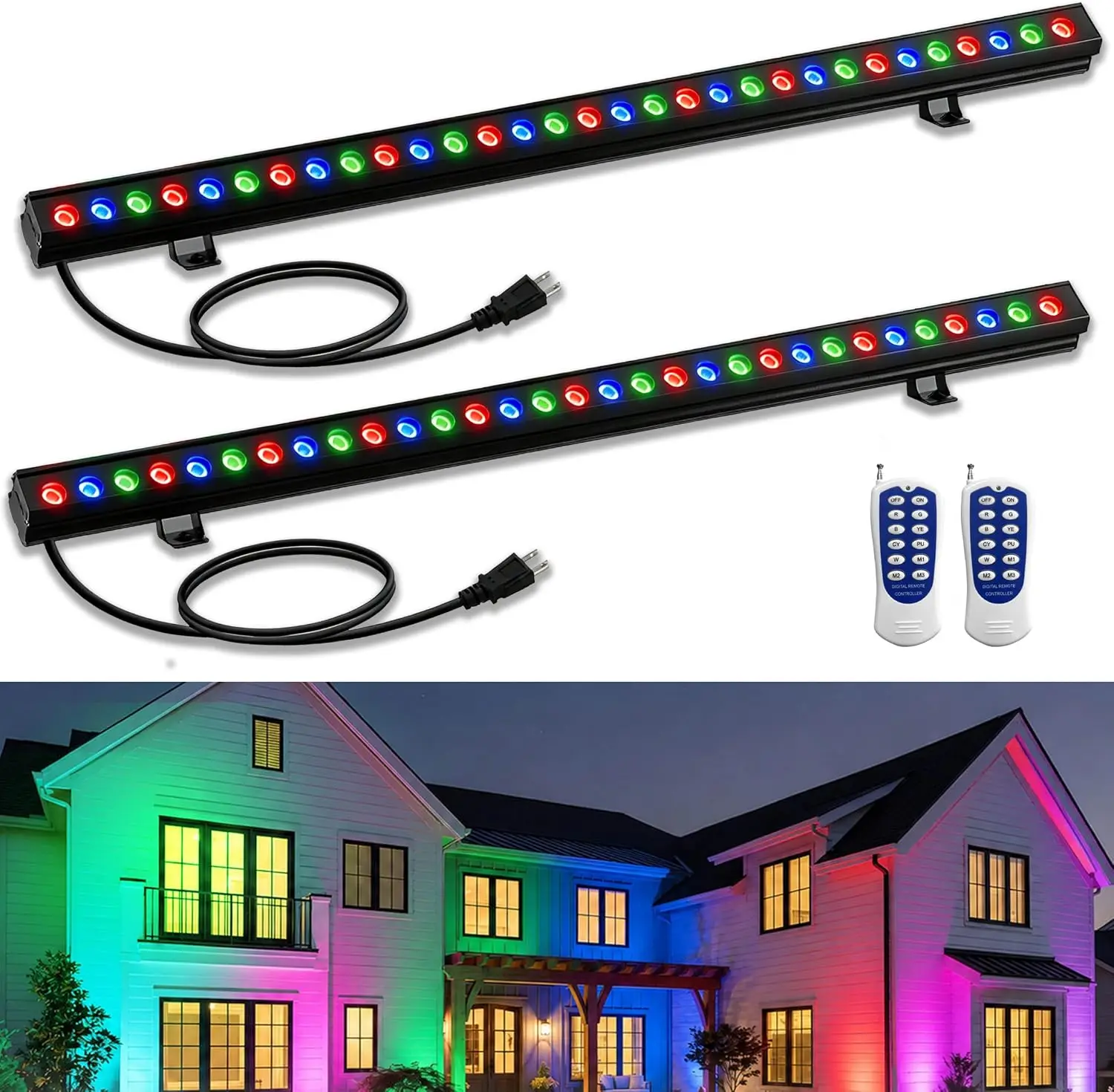 Outdoor Lighting Remote Control - 2 Paket Lampu Wall Washer RGB