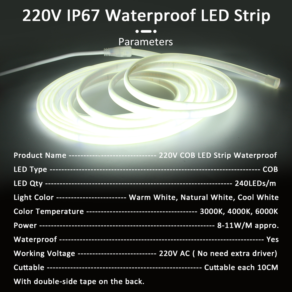1-20M 220V COB Lampu Strip LED - Outdoor Lighting Linear ulasan dan harga