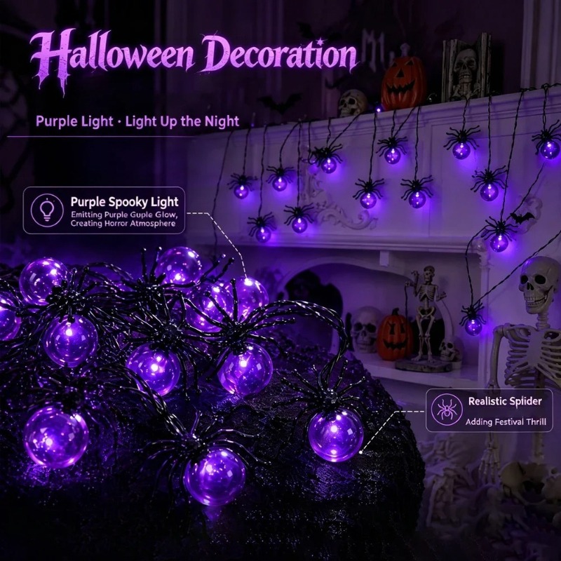 Lampu LED Bentuk Laba-laba Ber - Outdoor Lighting Halloween ulasan dan harga